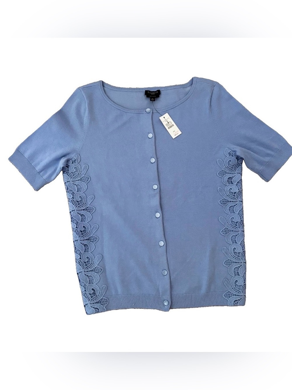 NWT Talbots Pima Cotton Short Sleeve Cardigan Size Petite Small